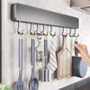 Non-perforated Kitchen Storage Rack Wall Mounted Shelves Kitchen Utensil Accessories with Movable Hook Spoon Holder Organizer