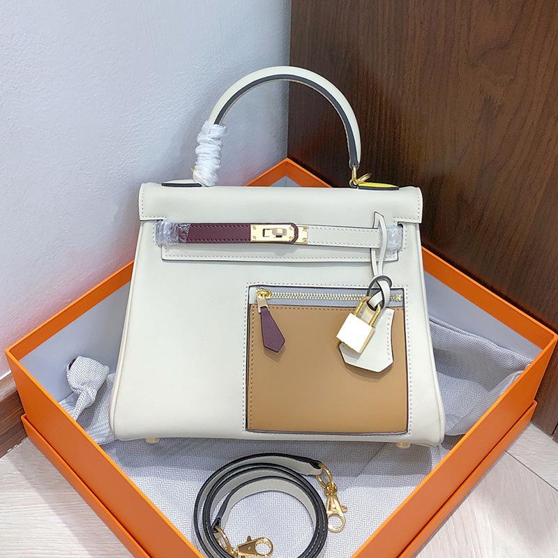 

Top Layer Cowhide Handle Strap Shoulder Bag 2025 New Style High-Grade Fashion Color Handbag Single Leather Tote Bag Womens Bag 25x9x18cm белый