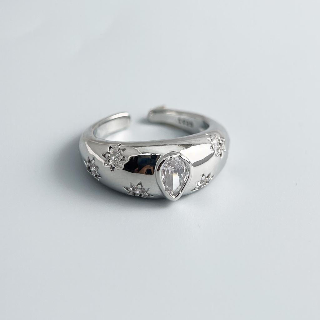925 Sterling Silber Ringe für Damen Paar Minimalistisch Handgefertigt Einfacher Stern Zirkon Ring Feiner Schmuck Geschenk Verhindert Allergie