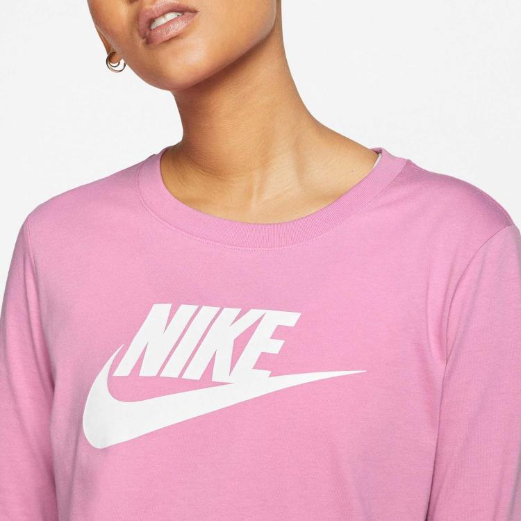 Nike Sportswear Letter Logo Print Round Neck Long Sleeve Drop Shoulder T-Shirt Women T-Shirt Pink BV6172-693