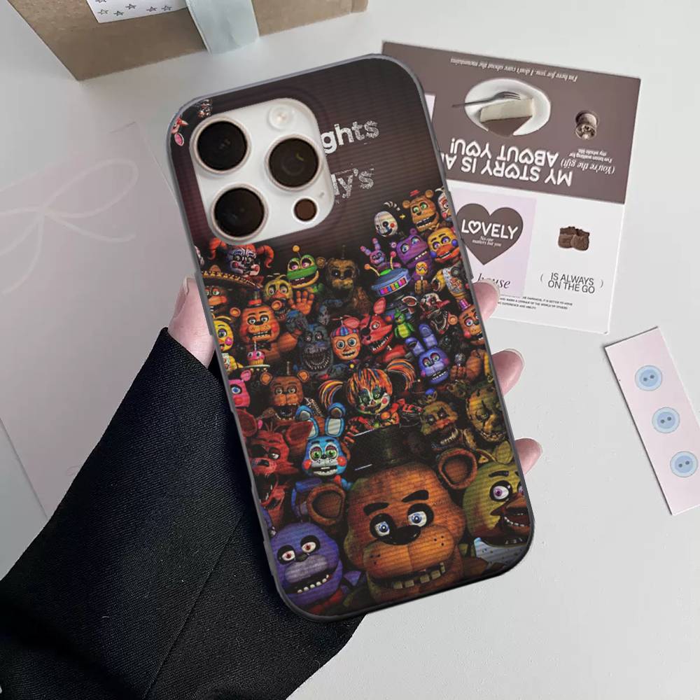 AmineF- Fnaf F-Five-nights-At-Freddys Handyhülle Für iPhone 16 15 17 Pro 13 14 Pro Max Plus Weiche Wellen-Silikon-Schutzhülle
