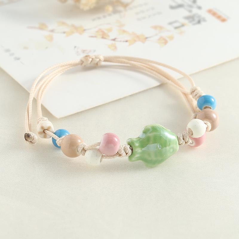 Jingdezhen Keramik Perlenarmband - Handgewebtes Porzellan mit Muschelakzenten
