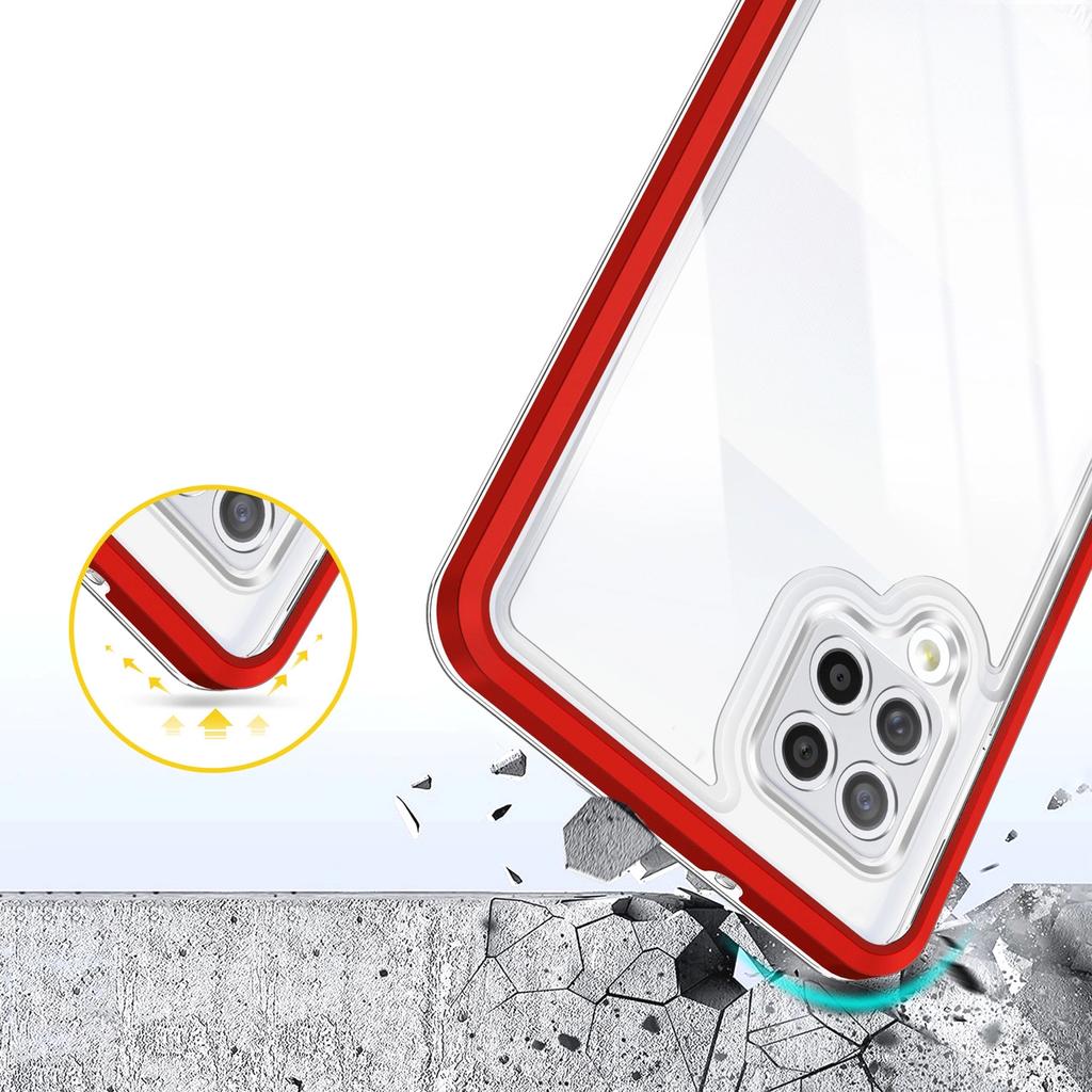 Clear 3In1 Etui Do Samsung Galaxy A42 5G Żelowy Pokrowiec Z Ramką Czerwony
