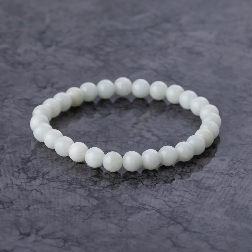 14cm White Itoigawa Natural Jadeite Japanese National Jomon Power Stone Jadeite Workshop Special Paulownia Wood Quality Guarantee ABR0893 (6mm Beads,