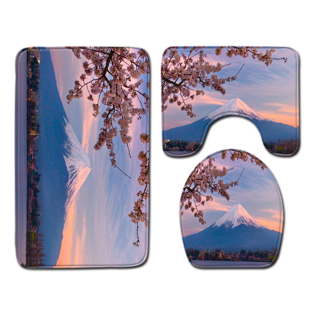 Landscape Bathroom Floor Mat Toilet Three-Piece Set