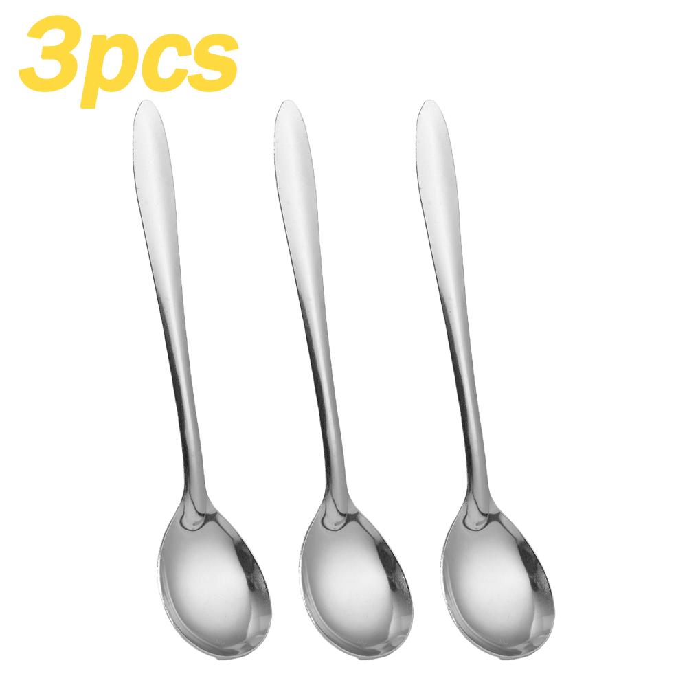 Silver Long Handle Stirring Dessert Spoons Stainless Steel Coffee Spoon Dessert Seasoning Tools Home Kitchen Accessories