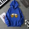Hoodie Clinking Beer Mugs Print Lively Social and Festive Free Style Graphic Soft Fabric for Celebration-Themed Casual Looks