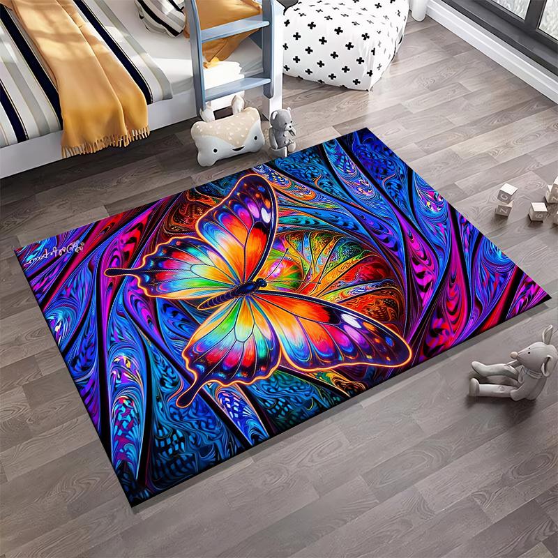Colorful Butterfly Carpet with Abstract Swirl Design, Vibrant Home Decor Suitable for Use As an Anti-slip for Living Room Bedroom Sofas