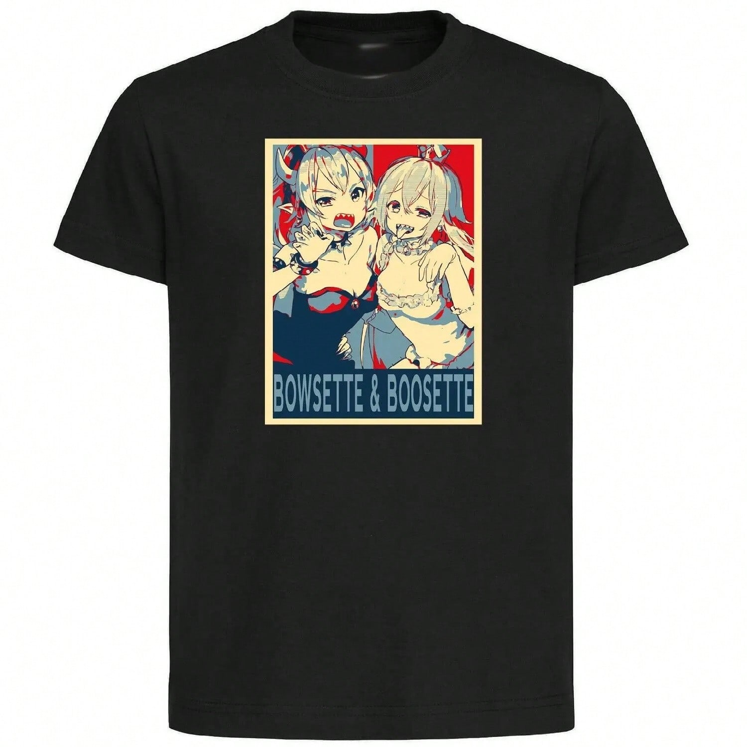 Black T-Shirt - Propaganda Meme - Bowsette & Boosette- S разноцветный