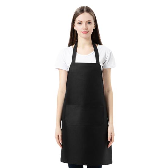 Kitchen Apron Wrinkle Resistant Adjustable Straps Back Lace Apron with Large Front Pocket Cooking BBQ Waiter Chef Aprons for Home Restaurant Cafe Use