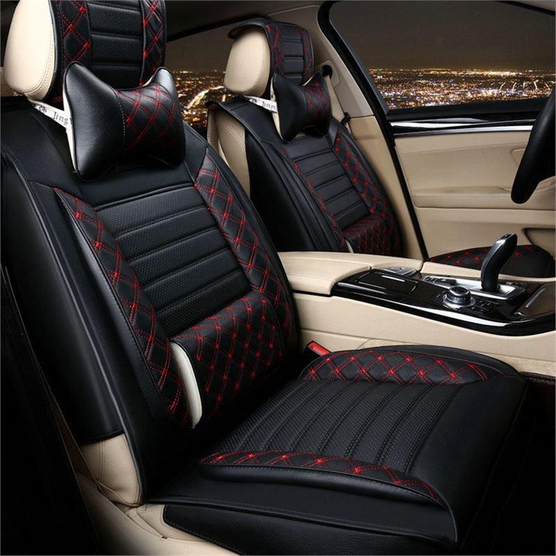 Univerzální celoroční potah na autosedačku z ledového hedvábí a kůže pro pětimístná vozidla