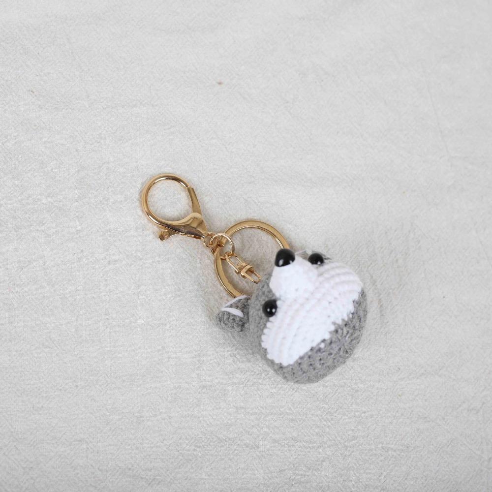 Cute Wool Crochet Corgi Keychain Bag Decor Woven Key Ring Knitted Dog Pendant Gift for Friends