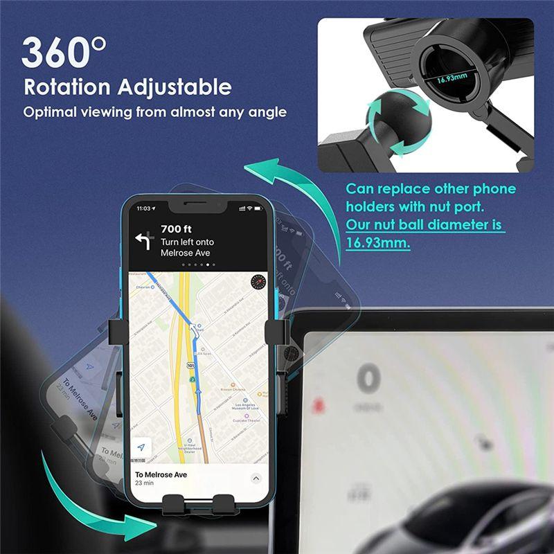 Cellphone Mount For Tesla Model 3 Model Y, Dashboard Phone Holder Stand 360° Rotation Adjustable Accessories