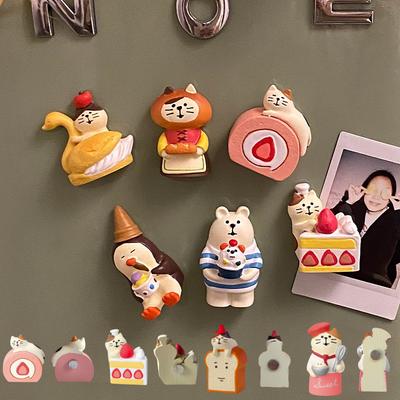Resin Cute Cartoon Cat Fridge Magnetic Sticker Kawaii Zakka 3D Refrigerator Magnet Magnets Home Decoration Creative BirthdayGift