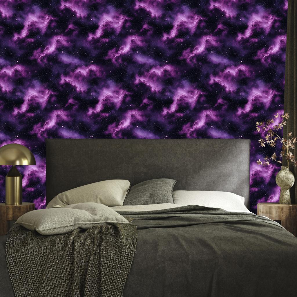 Watercolor Galaxy Wallpaper Indigo, Violet and Plum 50x1000