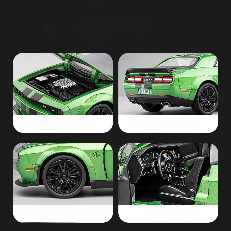 1:22 Challenger Srt Hellcat Demon Eyes Alloy Diecast Model Car Toy Wheel Pull Back Supercar Light Sound Toys For Kids
