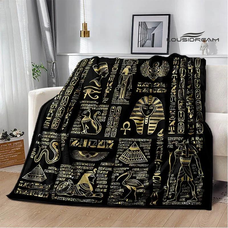 Egyptian Pictograph Symbol Printed Blanket Picnic Blanket Warm Flannel Blankets Home Bed Linings Blankets for Beds Birthday Gift