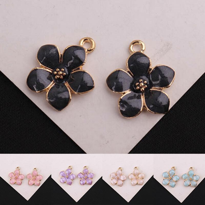10Pcs/Set Enamel Alloy Flower  Charms Pendant Jewelry Findings Diy Craft Making