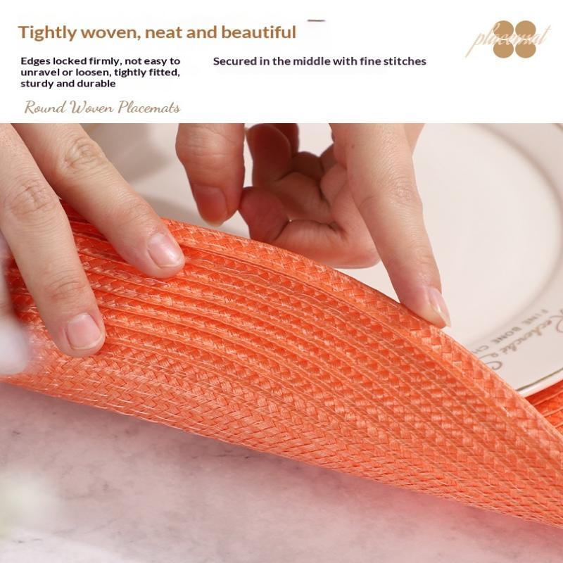 Round Woven Placemats Heat Resistant Non Slip For Kitchen Table Holiday Home Use