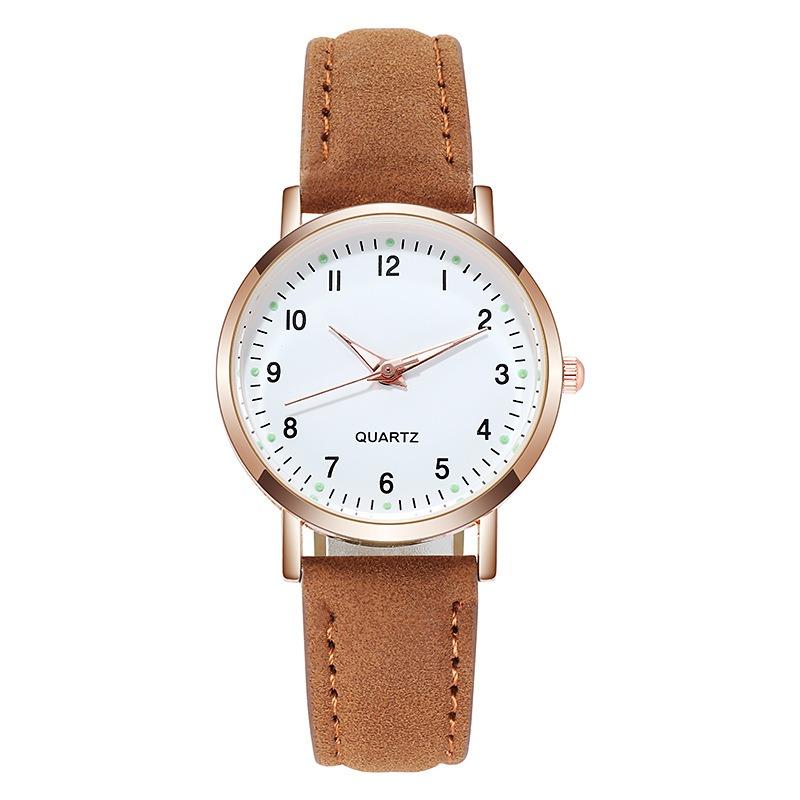 Luminous watch women's digital retro matte leather small fresh casual quartz watch luminous retro style