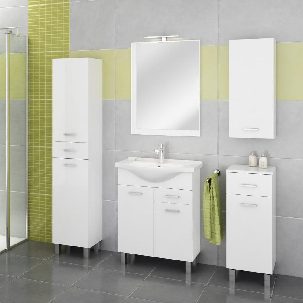 Mea White Gloss Wall-hung Bathroom Cabinet 71x30 Cm