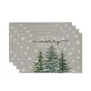 Festive Christmas Printed Linen Placemats - 4-Piece Set
