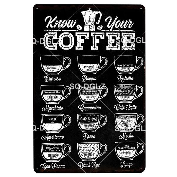 [SQ-DGLZ]Coffee Metal Sign Vintage Metal Plaque Plate Decor For Pub Bar Wall Decor Tin Signs Retro Cafe Poster Coffee Shop