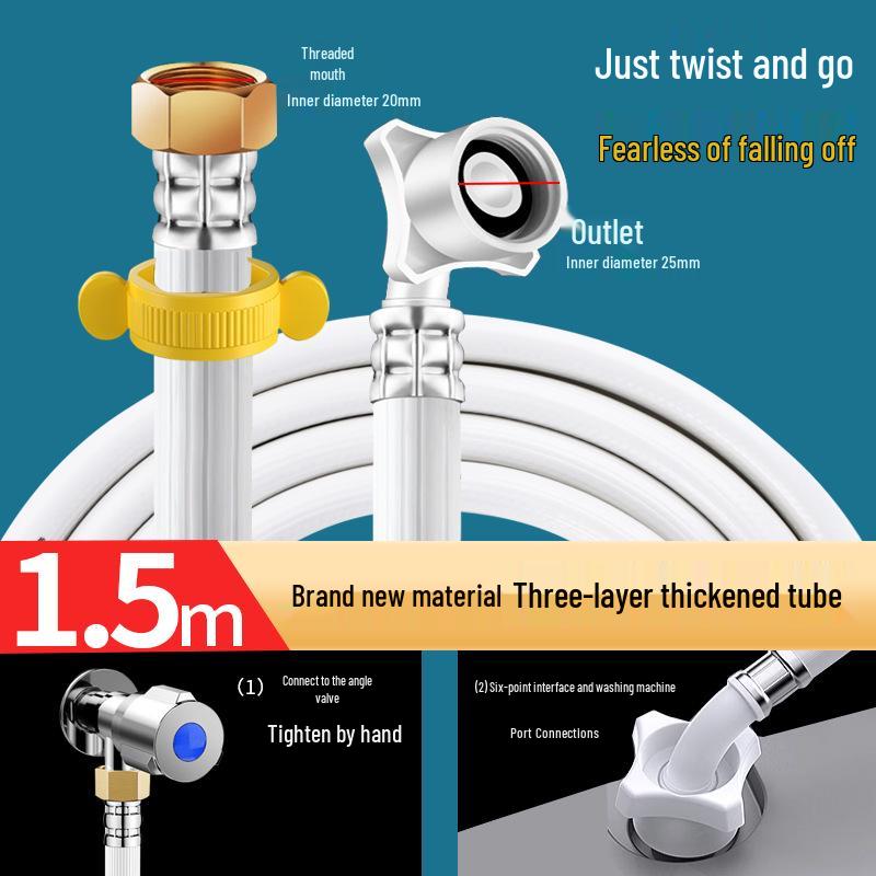 Universal Washing Machine Water Inlet Hose with 4-Point Copper Connector, PVC, for Automatic Pulsator Drums