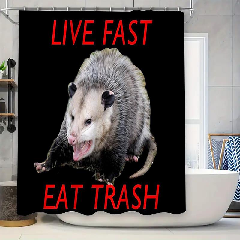 

Funny Possum Shower Curtain Forest Animal Bath Decor Woodland Wildlife Nature Pattern Bathroom Set Waterproof Home Decor Gift W60H190(CM)-1 Pcs