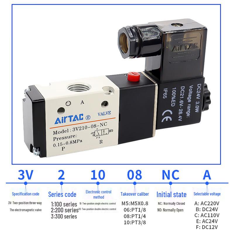AirTAC 2 Position 3 Way Normally Open Solenoid Valve