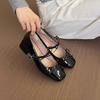French silver bow ballet women's shoes 2025 new square head thick heel Mary Jane shoes temperament fashion shoes