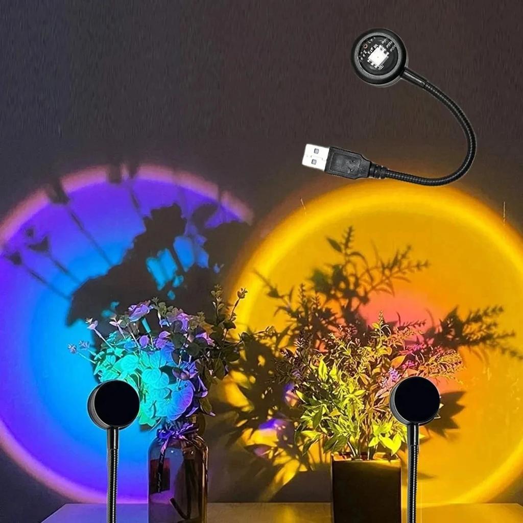 USB Sonnenuntergangslicht LED Regenbogen Neon Nachtlampe Handy Selbstfotografie Licht Wandatmosphärenbeleuchtung Für Schlafzimmerdekoration