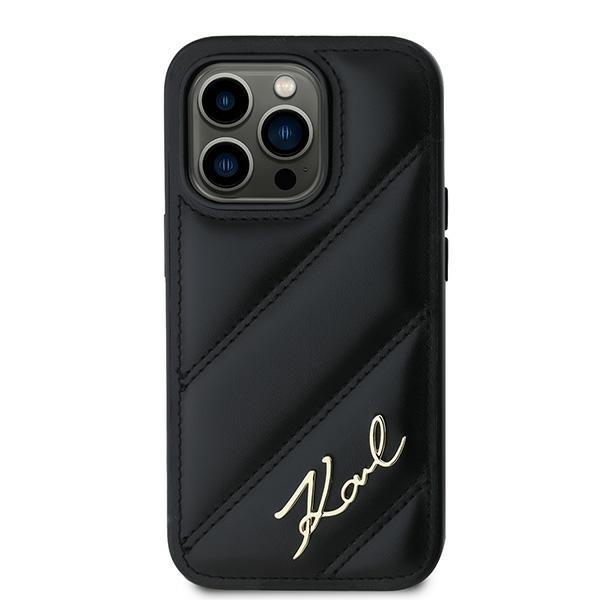 Karl Lagerfeld Klhcp14Lpqdsmgk Iphone 14 Pro 6.1 Czarny/Black Hardcase Diagonal Quilted Script