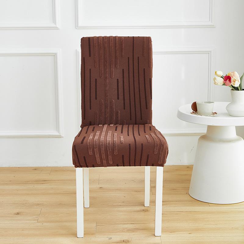 Simple Striped Jacquard Dining Chair Cover All-inclusive Elastic One-piece Chair Cover Non-slip Home Hotel Stool Protective Cover