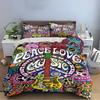 Peace Love Music Psychedelic Art Bedding Set (1 Duvet Cover, 2 Pillowcases, Duvet Not Included) Sofas