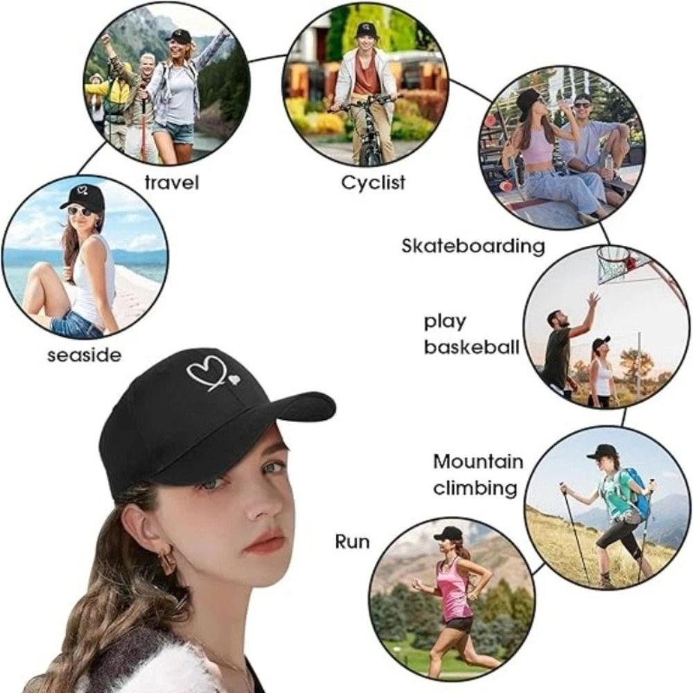 Heart Embroidered Baseball Cap UV Protection Hip Hop Hat Fashion Sun Hat  Outdoor