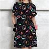 Vestido Camiseta Casual de Manga Corta para Mujer Estampado Vintage de Hello Kitty Vestido Mini Holgado Vestido Mini Elegante y Sencillo Ropa de Calle Vestido de Verano