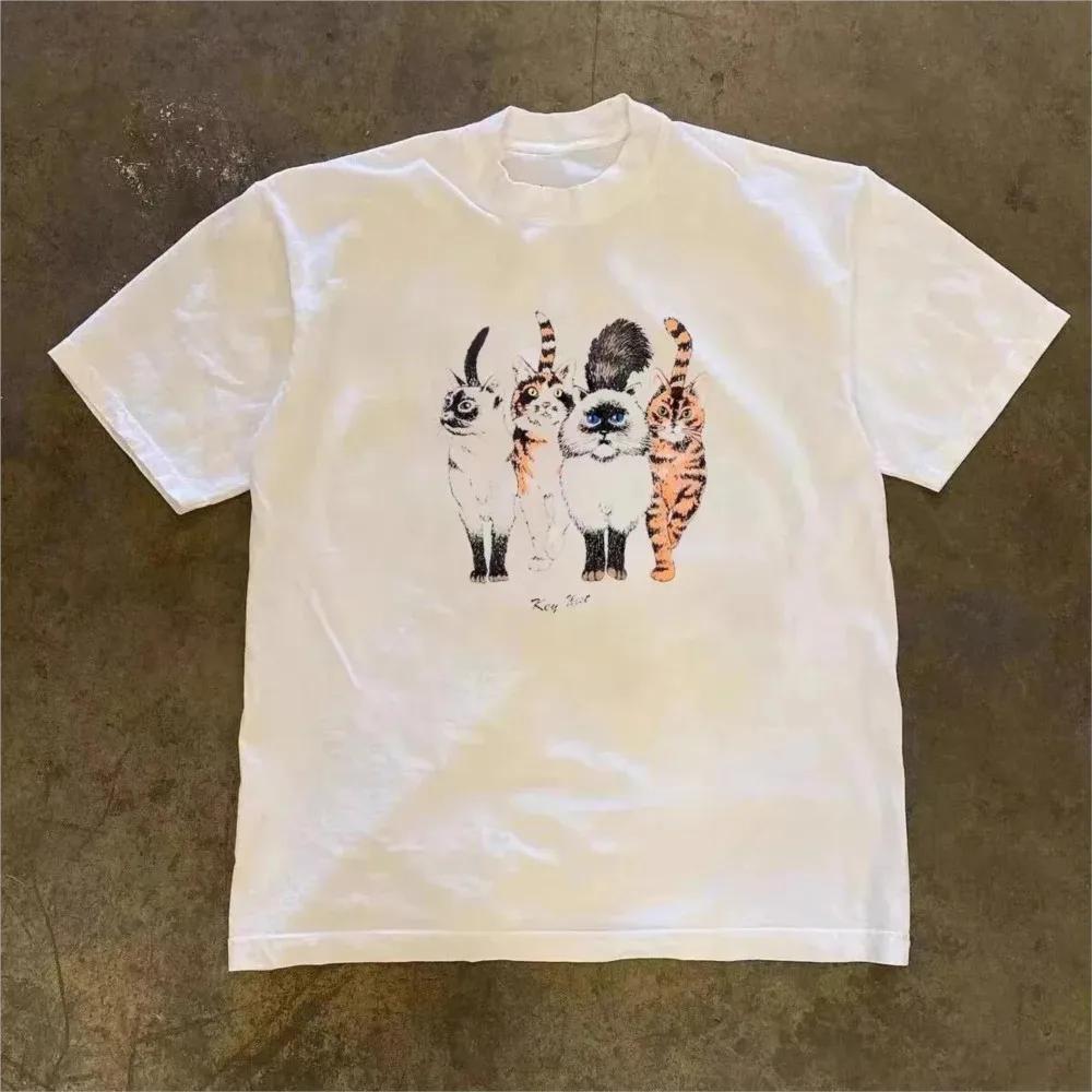 2025 new model Retro Summer Hip Hop Harajuku VintagePrint Oversized T Shirt Street Short Sleeve Casual Female Tshirts Punk Clot