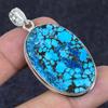 Tibetan Turquoise Gemstone Handmade 925 Sterling Silver Pendant 2.13" Y8f64