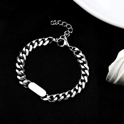 Titanium Steel Trendy Bracelet  Square Card Simple Student Jewelry