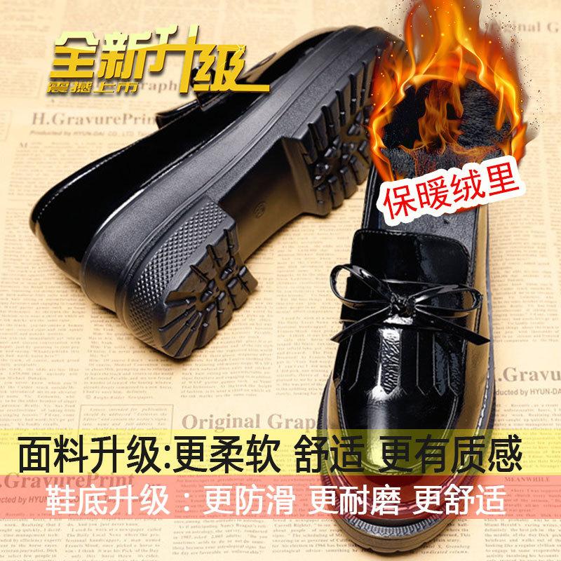 

French bow high-heeled loafers women s autumn and winter velvet versatile British style small leather shoes one pedal jk single shoes 40