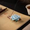 Zen Ceramic Censer Handicrafts Home Ornaments Peonies Incense Burner Flower Incense Stick Holder Home Office Table Decoration