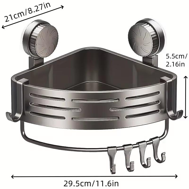 Durable triangular corner hook rack for bathroom storage, easy no-drill mounting