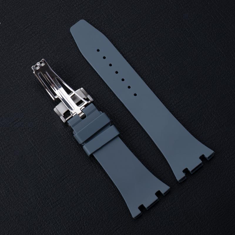 Soft Rubber Quality 26mm Width Watchband For 41mm Dail AP Strap For Audemars Belt Piguet Watch Band 15400/15500 Fold Buckle
