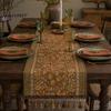 Dining Room Table Runner Jacquard Runner, Vintage Floral Elegant Tassel Edge with Tassels for Home Party Decor