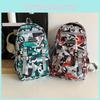 Versatile Grey Nylon Backpack For Men And Women Stylish Graffiti Pattern School Travel Bag
