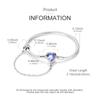 New 925 Silver Blue Purple Love Safety Chain Snake Bone Women's Bracelet Suitable for DIY Jewelry