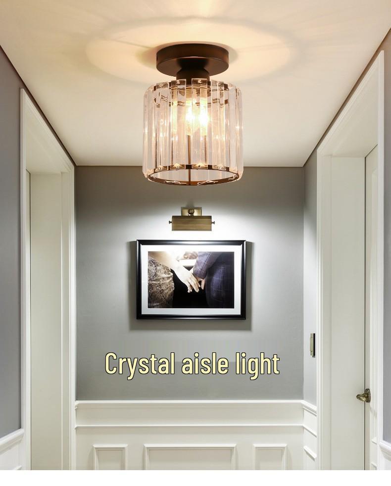 Crystal Ceiling Light for Modern Spaces - Elegant, Simple, Nordic Design for Corridors, Balconies, Entrances, and Bedrooms