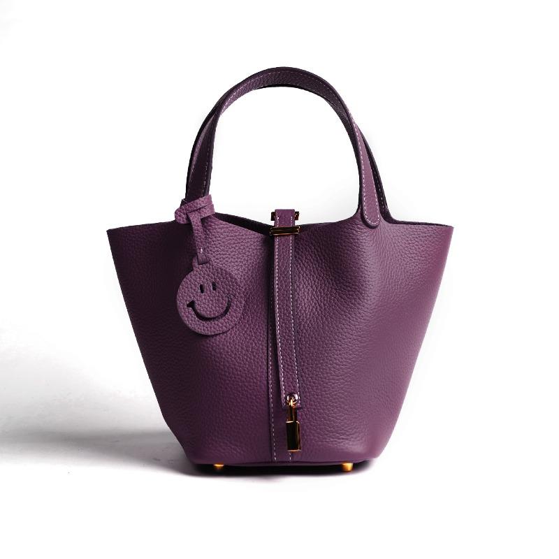 bag women's first layer cowhide vegetable basket bag versatile bucket bag genuine leather women's bag feeling handbag
