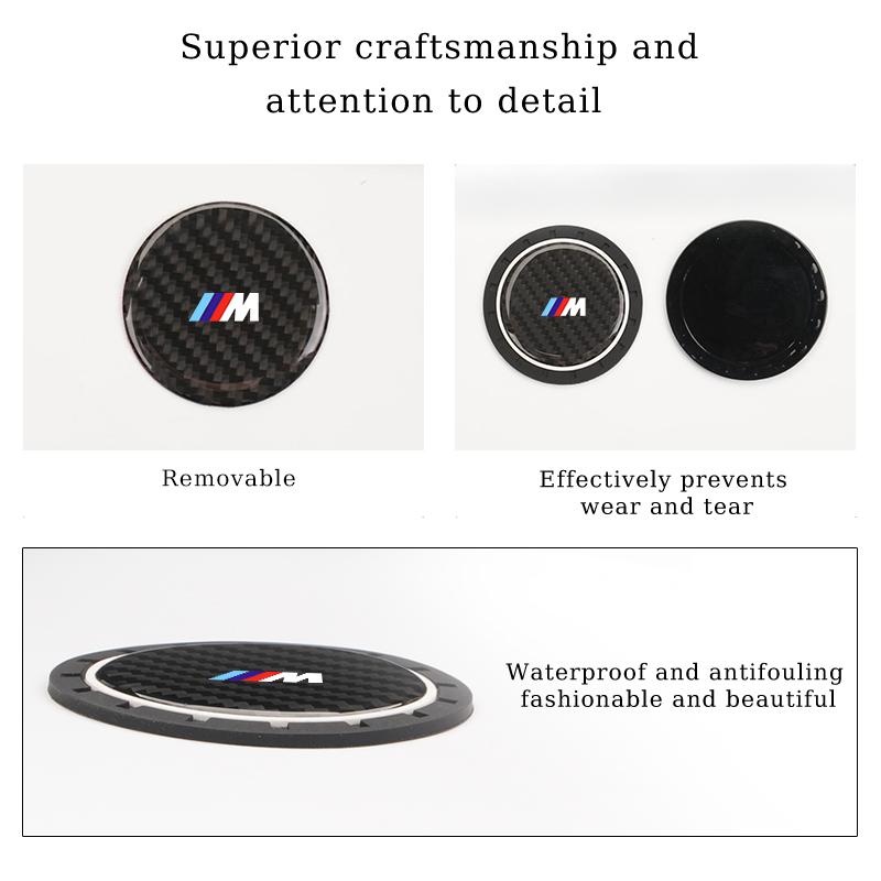 2025 Heiß 2 Stück Auto Innenraum Getränkeuntersetzer Becherhalter Wasserdichte Matte Für BMW M Performance 1 2 3 4 5 7 Serie X2 X3 X4 X5 X6 X7 M2 M3